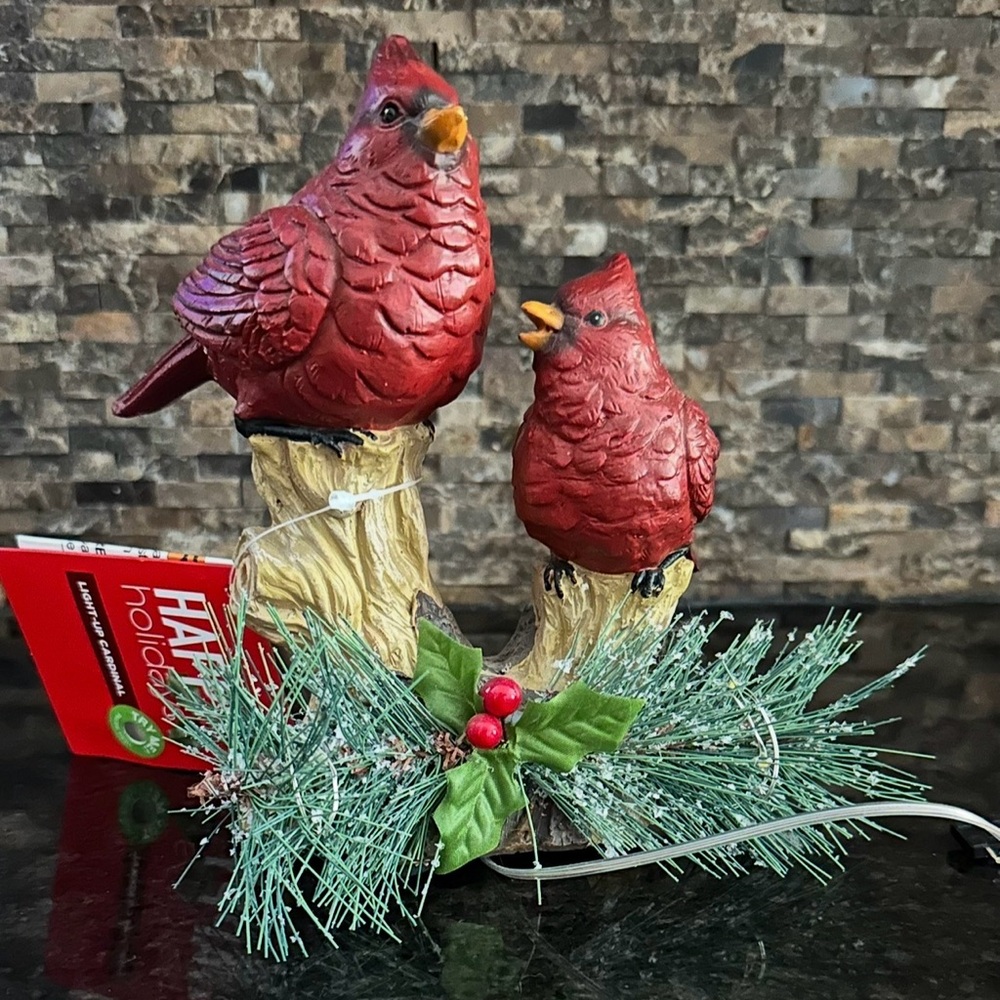 CARDINAL BIRDS HOME DECOR WITH LIGHTS